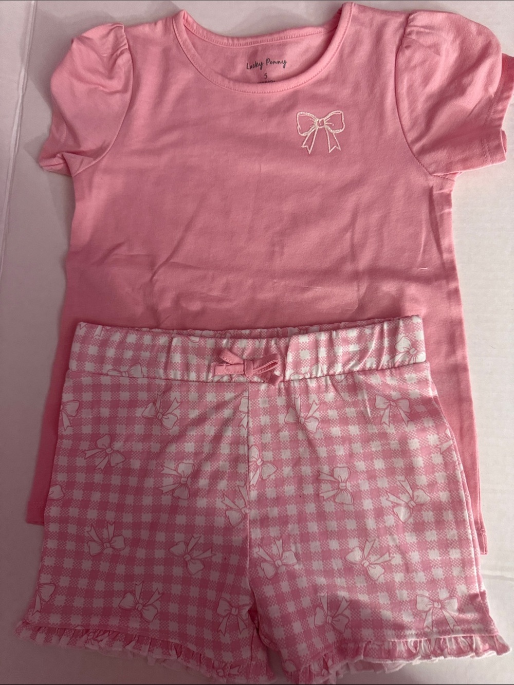 Girls' Pink Bow Short  Set